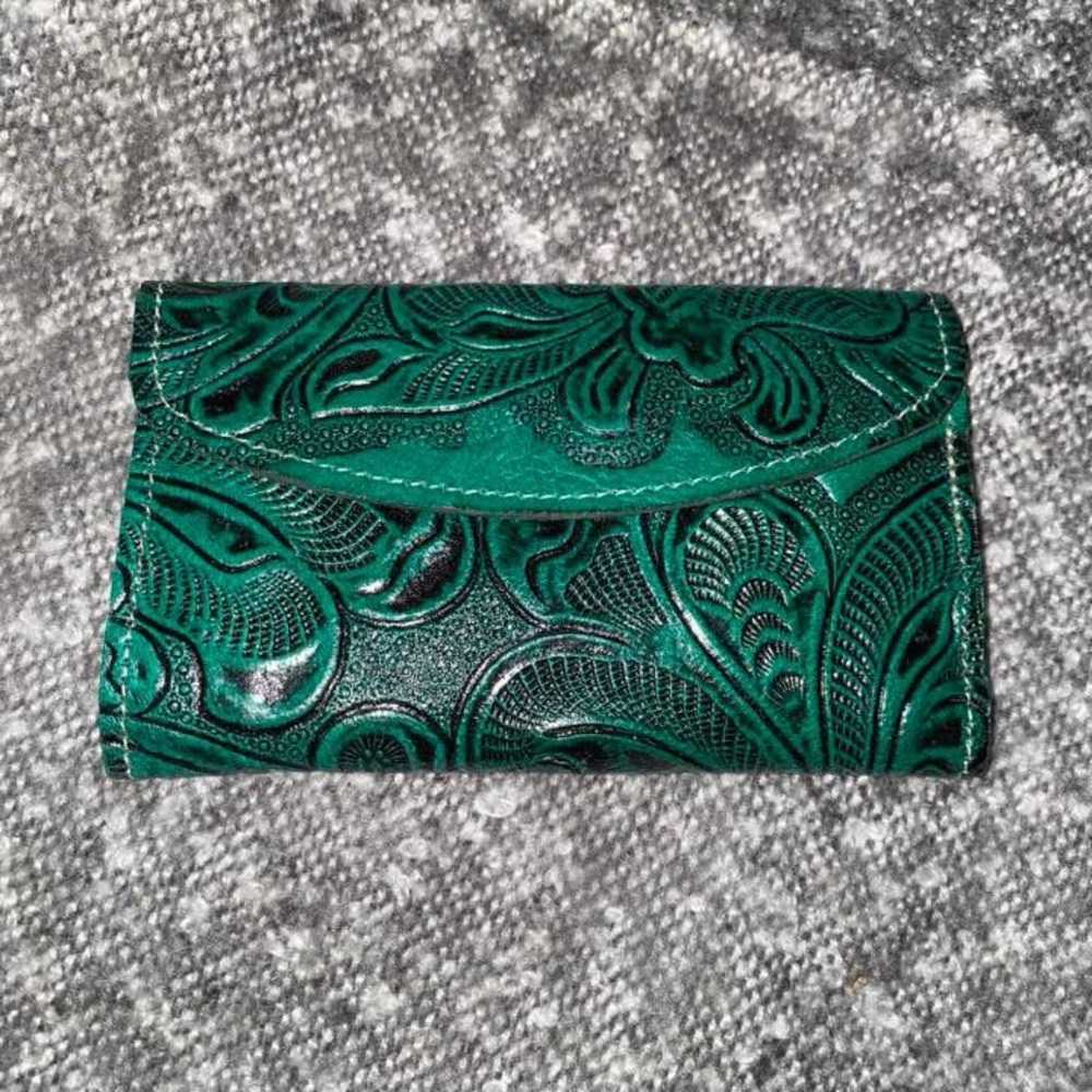 Beautiful Green leather tooled wallet